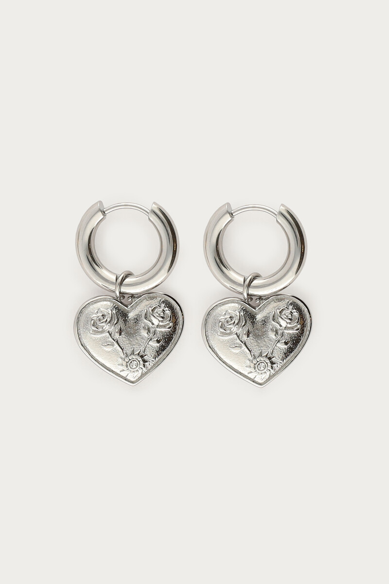 Mystic hoop earrings with heart and rose | My Jewellery