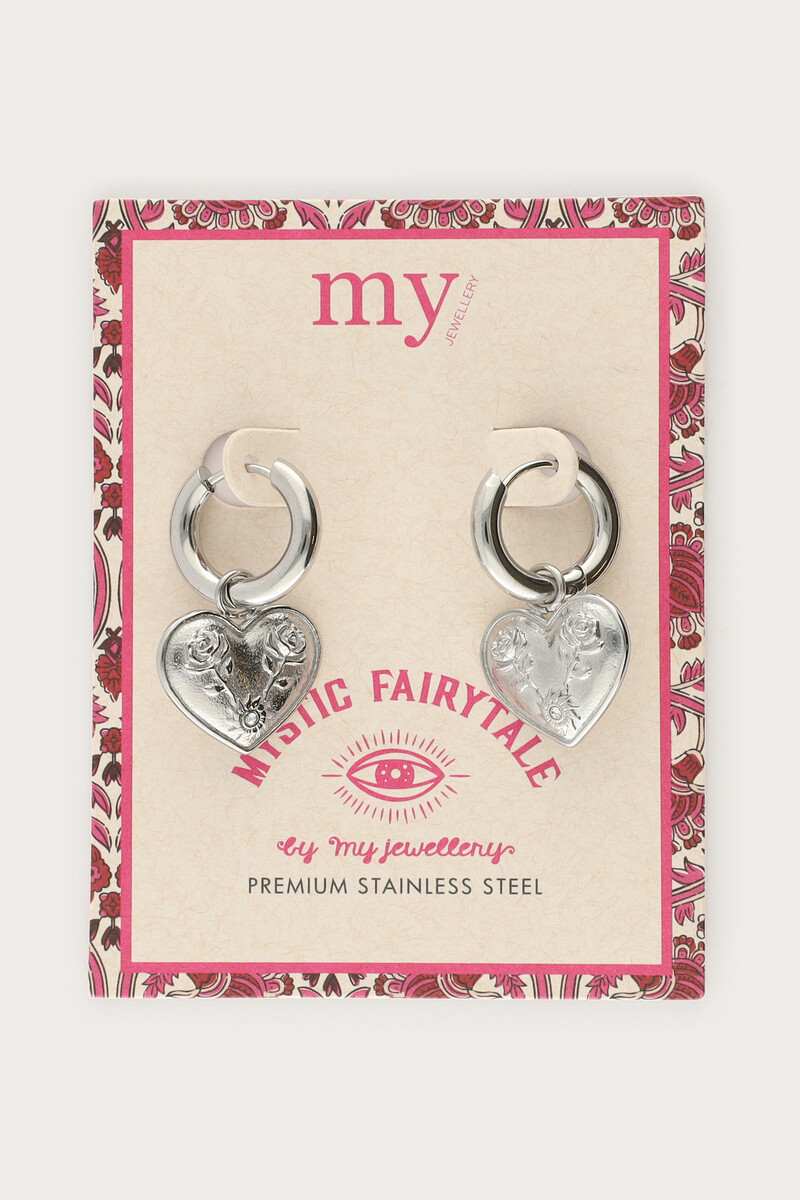 Mystic hoop earrings with heart and rose | My Jewellery