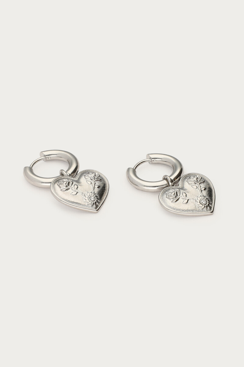 Mystic hoop earrings with heart and rose | My Jewellery