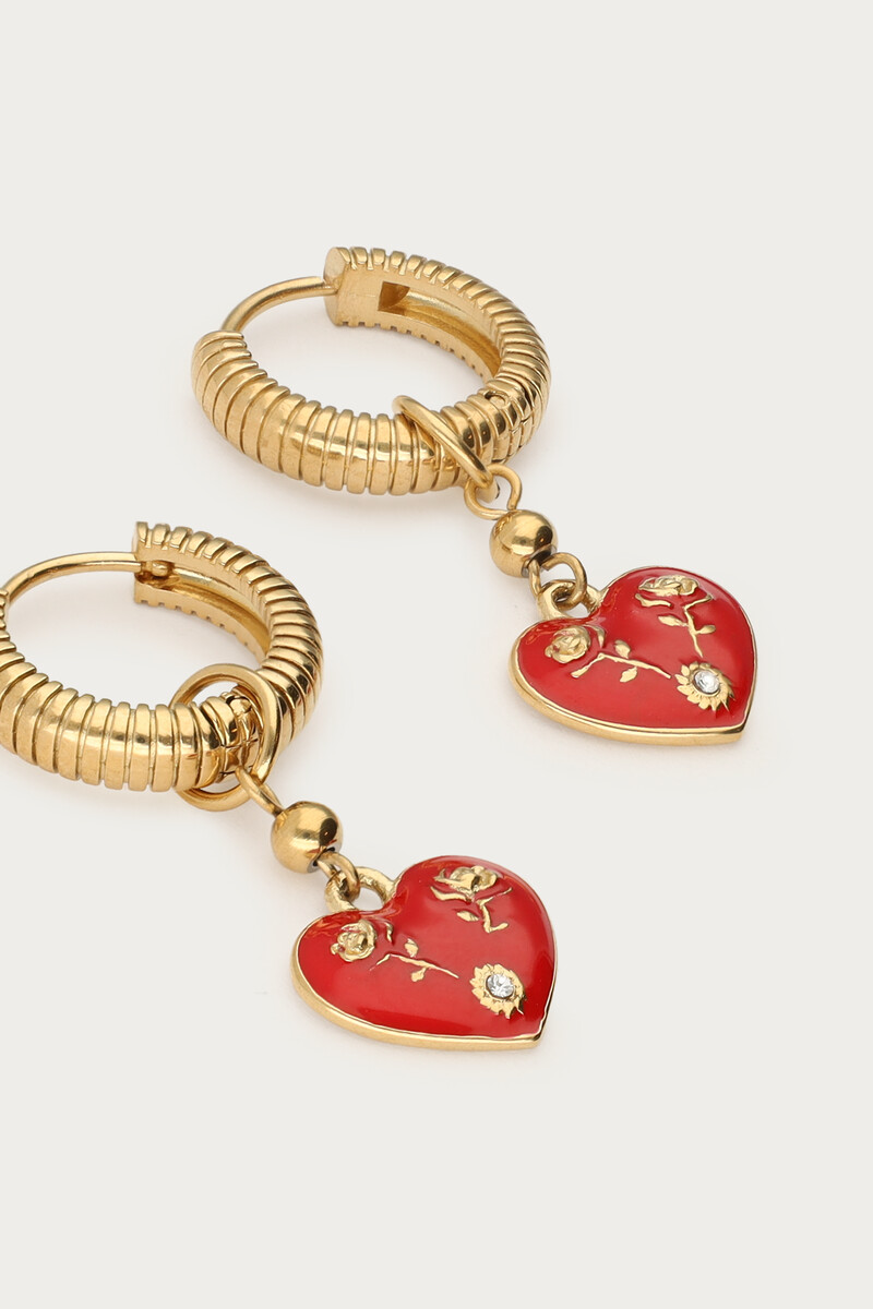 Mystic hoop earrings with red heart | My Jewellery