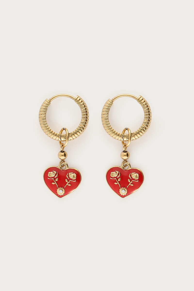 Boucles d'oreilles Mystic avec cœur rouge 