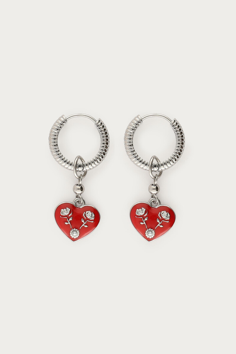 Mystic hoop earrings with red heart | My Jewellery