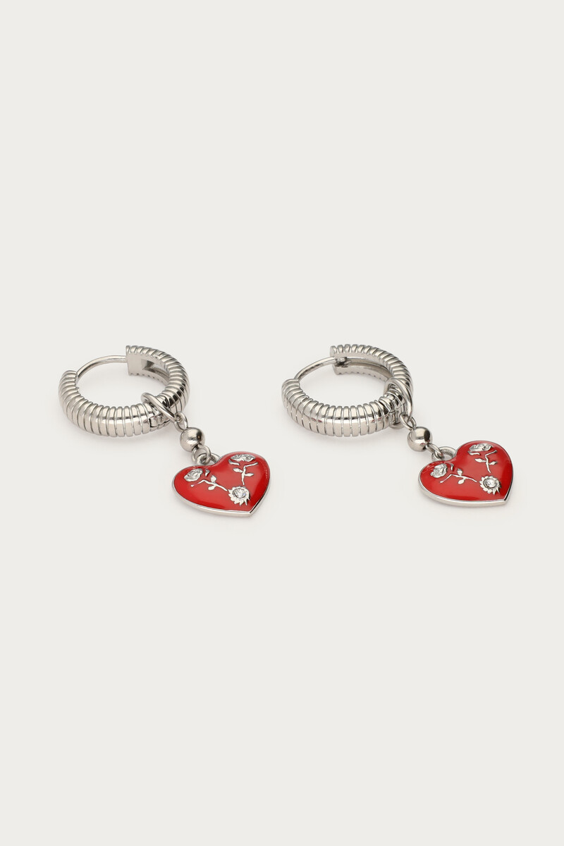 Mystic hoop earrings with red heart | My Jewellery