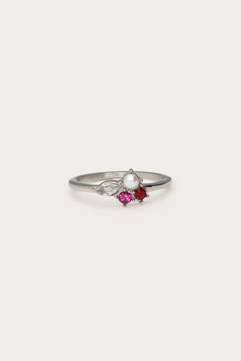 Mystic ring with faux pearl and stones