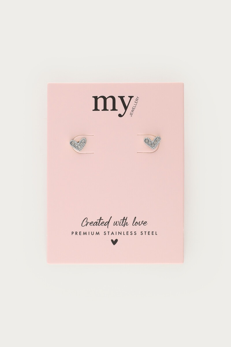 Mystic studs heart with rhinestones | My Jewellery