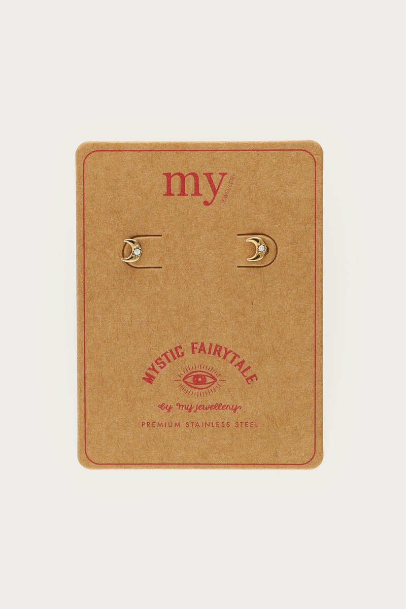 Mystic studs with moon and rhinestone | My Jewellery