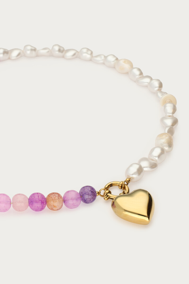 Necklace faux pearls & freshwater pearls with purple beads | My Jewellery