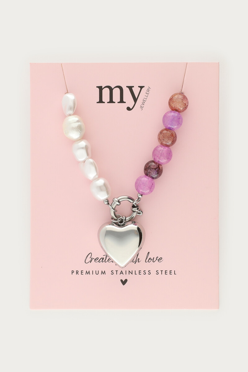 Necklace faux pearls & freshwater pearls with purple beads | My Jewellery