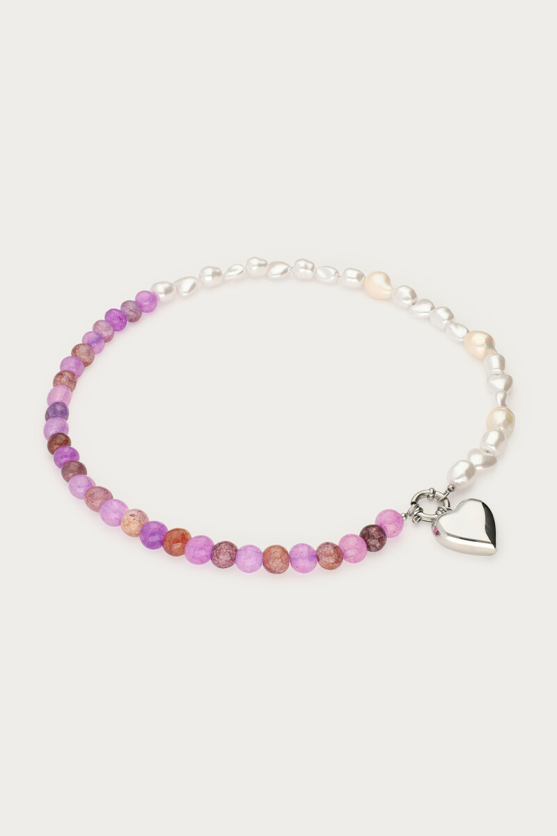 Necklace faux pearls & freshwater pearls with purple beads | My Jewellery