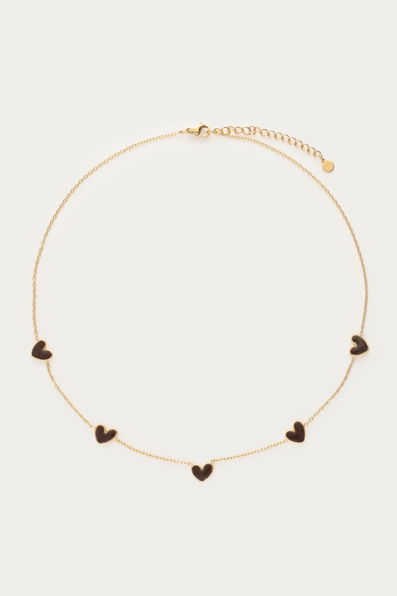 Necklace with brown hearts