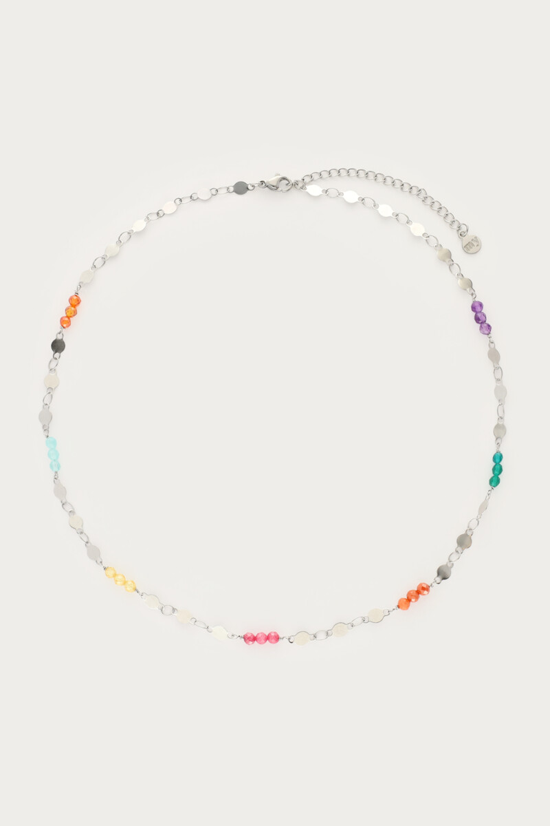 Necklace with mint & multicoloured beads