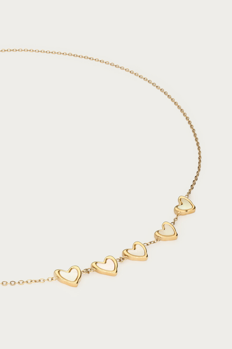 Necklace with five mother of pearl hearts | My Jewellery