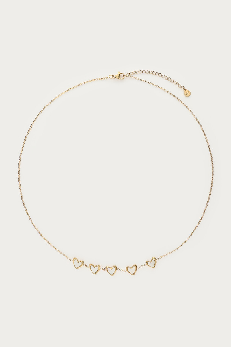 Necklace with five mother of pearl hearts | My Jewellery
