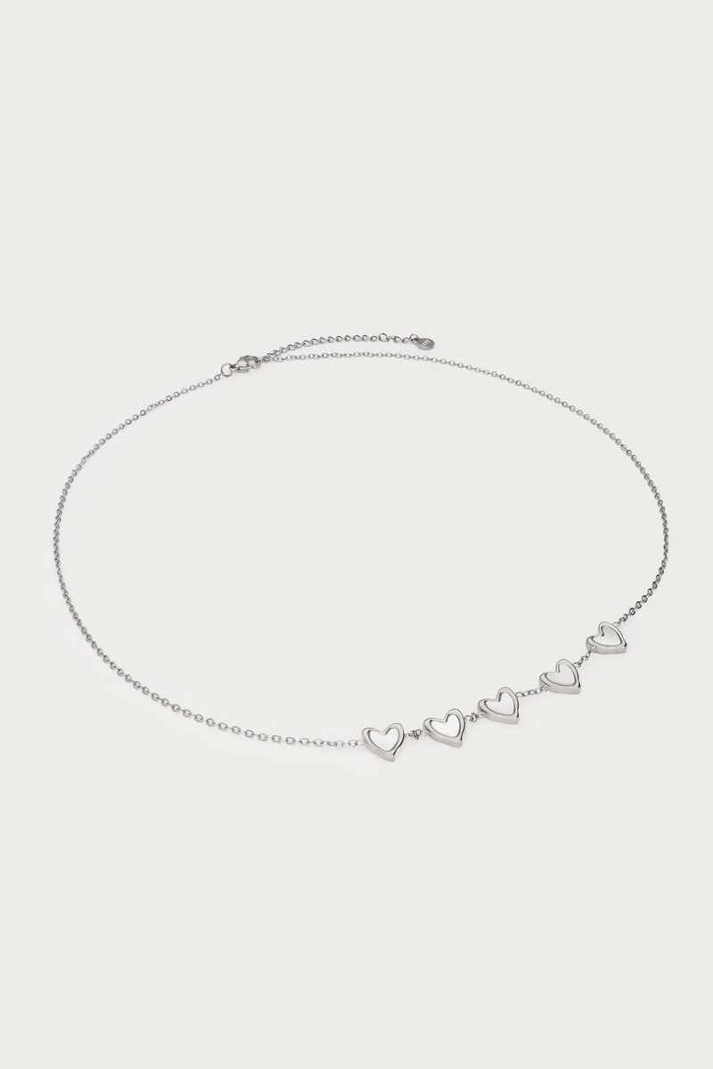 Necklace with five mother of pearl hearts | My Jewellery