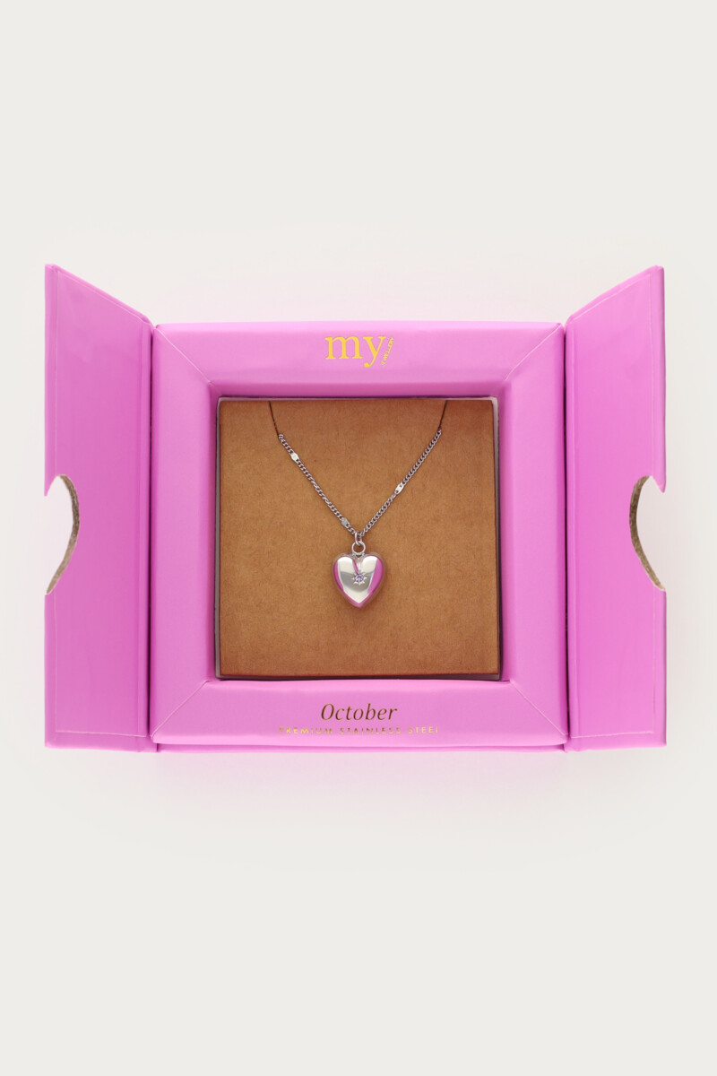Collier avec cœur et pierre de naissance My Jewellery Argenté One size femme