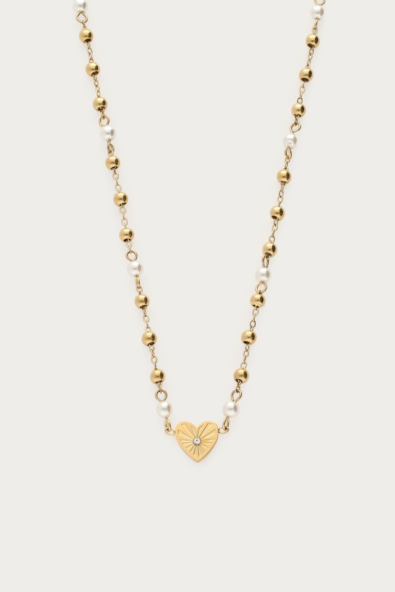Ketting met hartje en imitatieparels