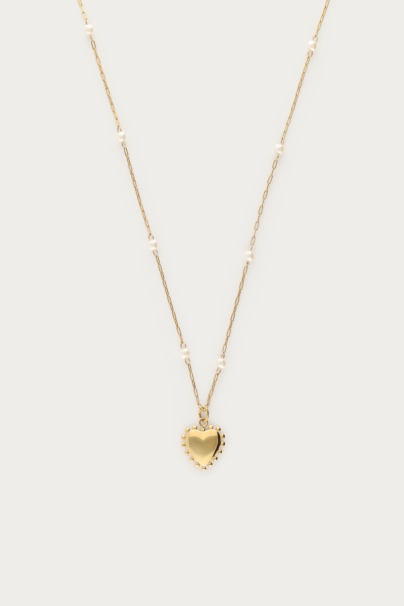 Necklace with heart charm & faux pearls | My Jewellery