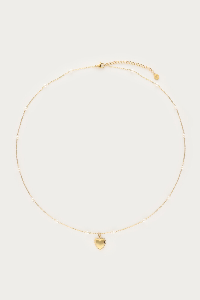 Necklace with heart charm & faux pearls | My Jewellery