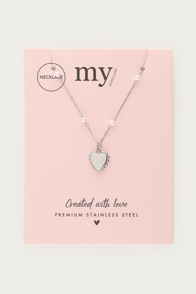 Necklace with heart charm & faux pearls | My Jewellery