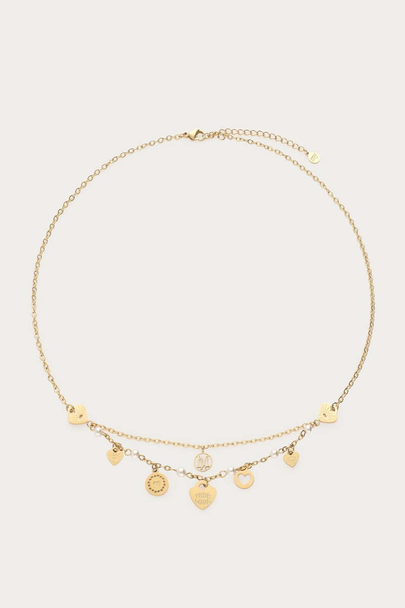 Necklace with hearts and faux pearls ''Dream Chaser''