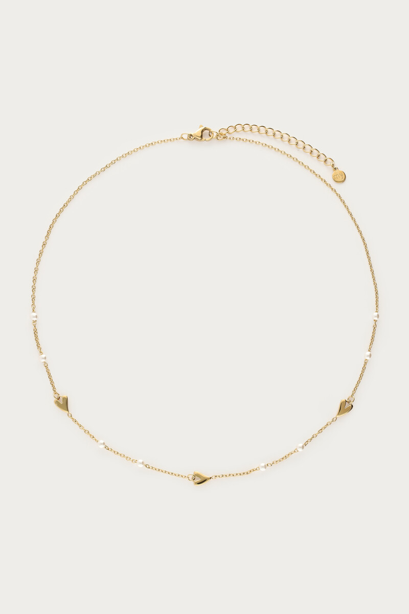 Ketting met hartjes en imitatieparels