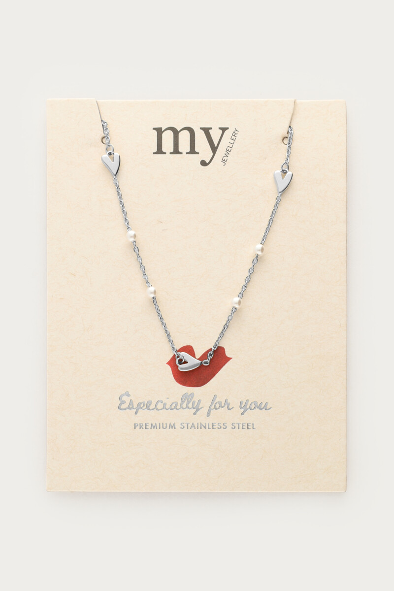 Necklace with hearts and faux pearls | My Jewellery
