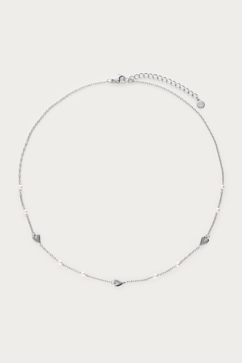 Necklace with hearts and faux pearls | My Jewellery