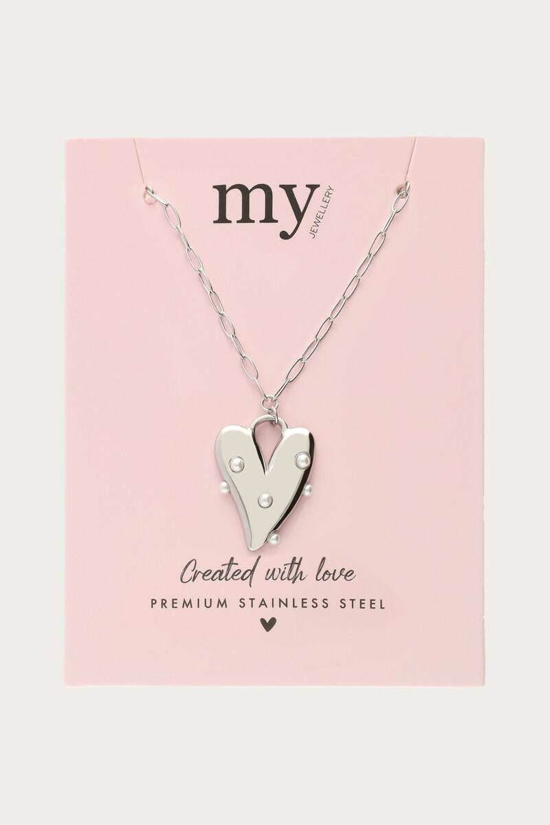 Necklace with large heart and faux pearls | My Jewellery