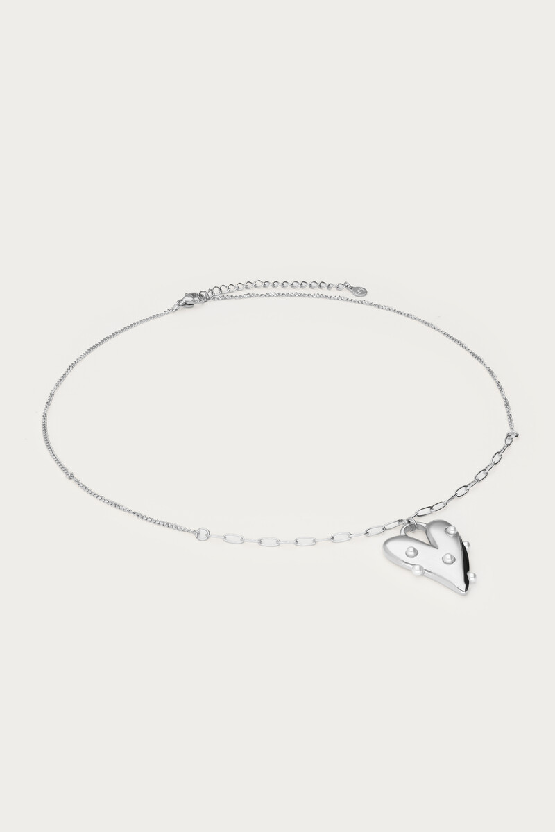 Necklace with large heart and faux pearls | My Jewellery