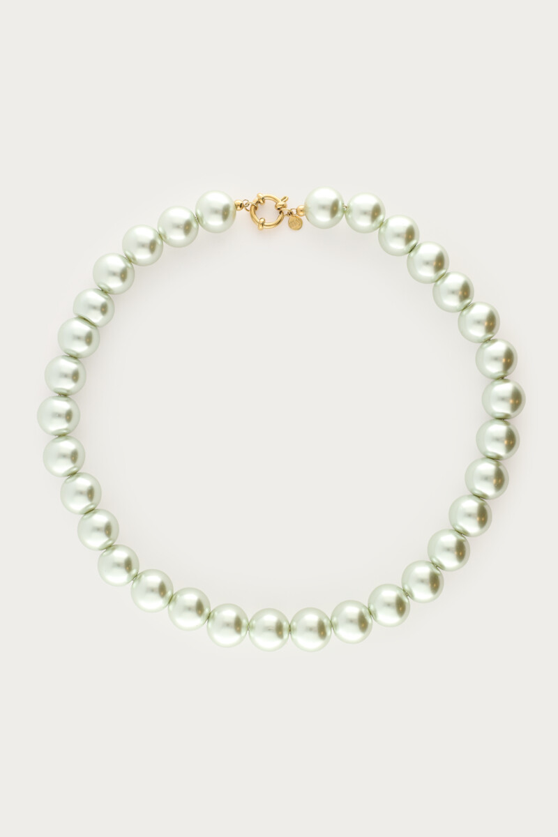 Necklace with light green glass pearls | My Jewellery