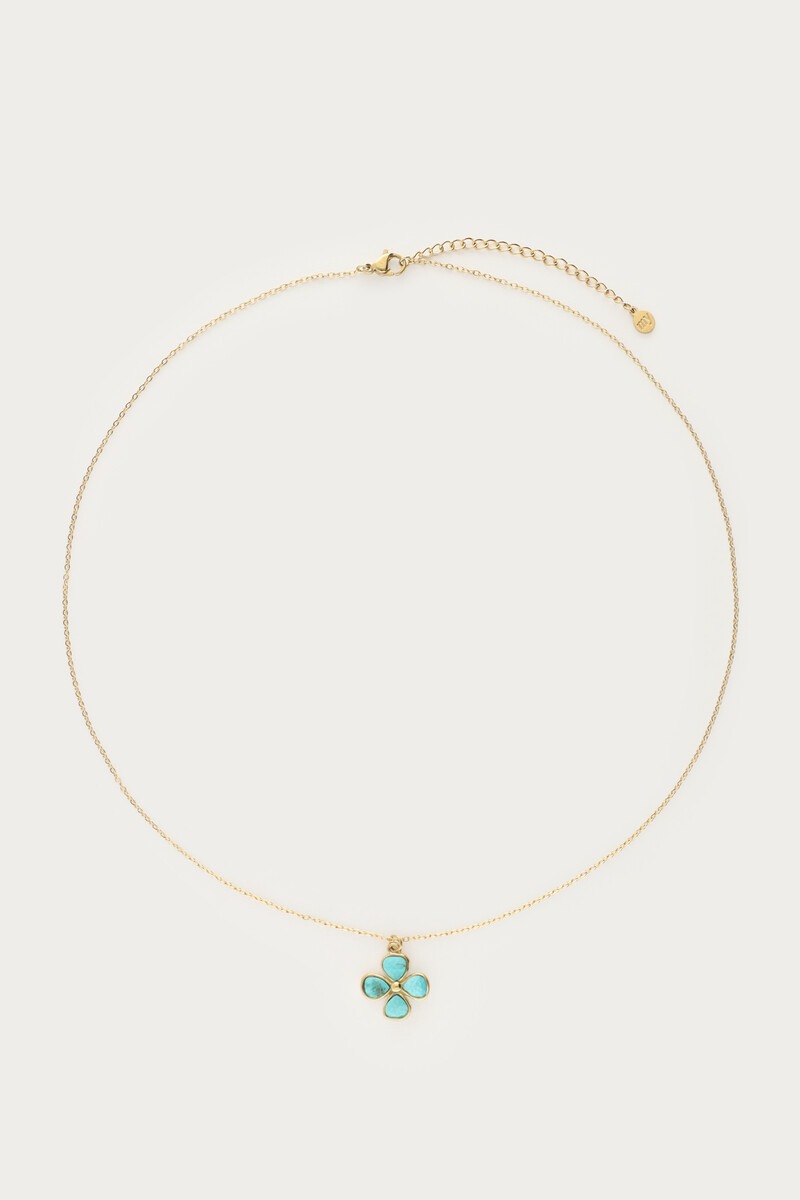 Necklace with turqoise clover