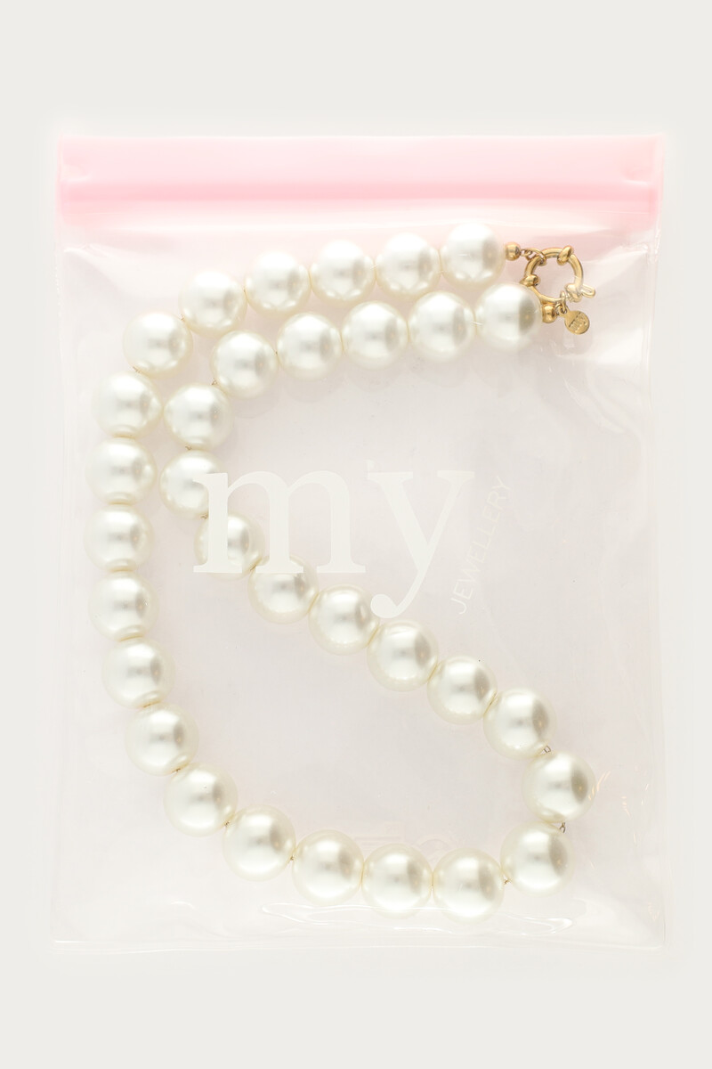 Necklace with white glass pearls | My Jewellery