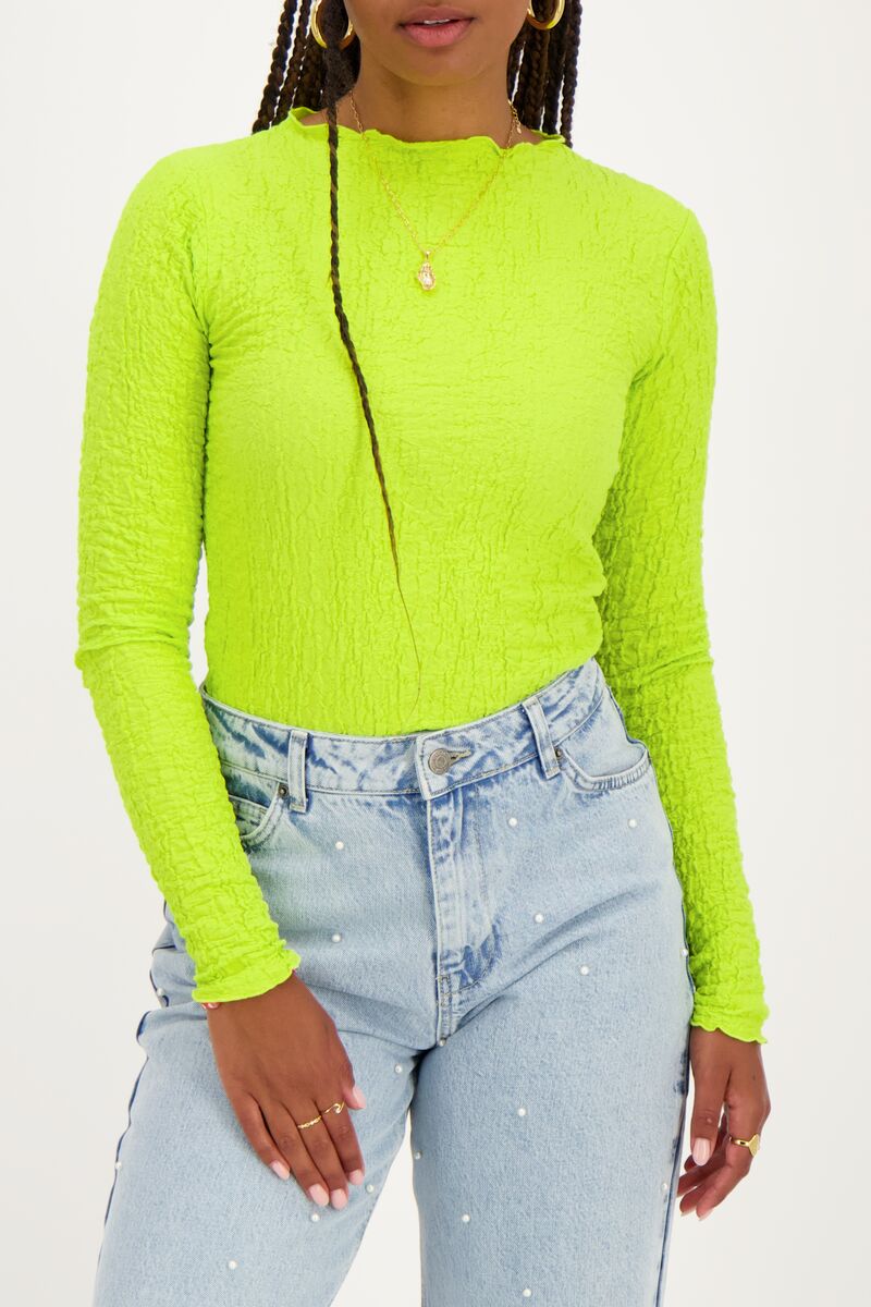 Neon green top with bubble texture | My Jewellery