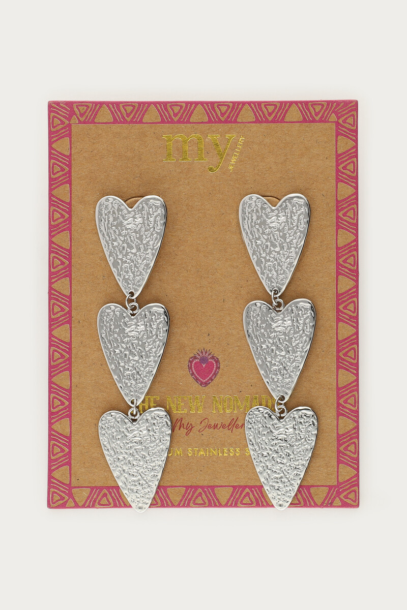 Nomads drop earrings three hearts | My Jewellery