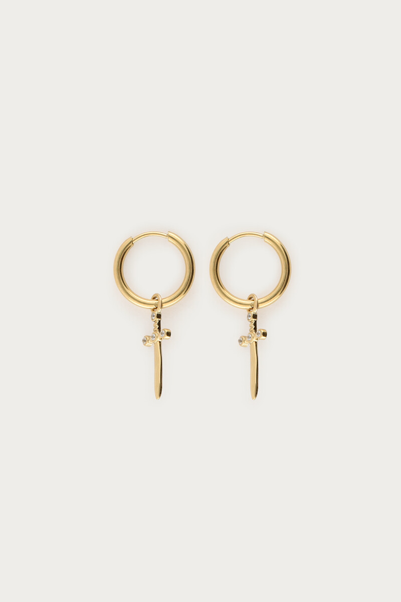Nomads minimalist hoop earrings with sword | My Jewellery