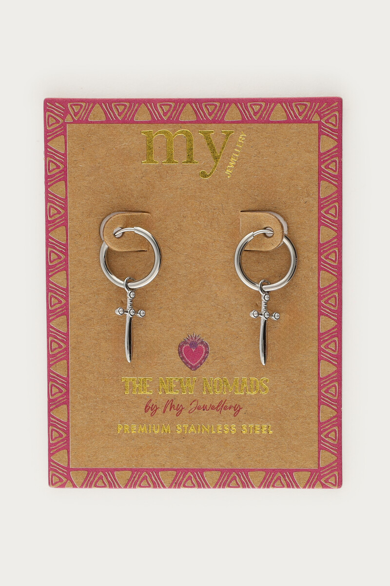 Nomads minimalist hoop earrings with sword | My Jewellery
