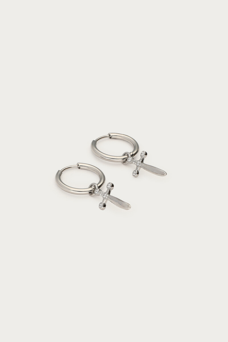 Nomads minimalist hoop earrings with sword | My Jewellery