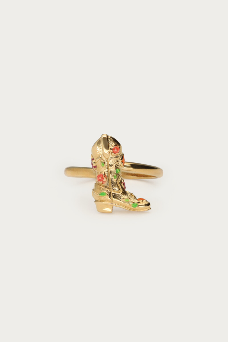 Bague Nomads avec botte de cowboy fleurie 