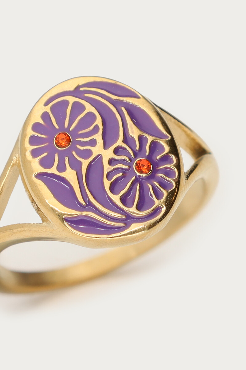 Nomads ring with purple flowers | My Jewellery