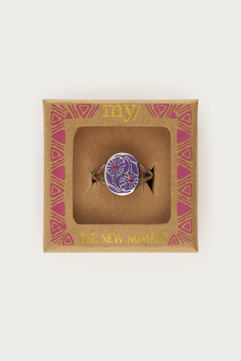 Nomads ring with purple flowers | My Jewellery