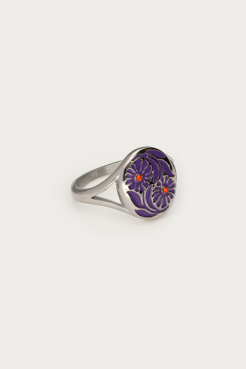 Nomads ring with purple flowers | My Jewellery