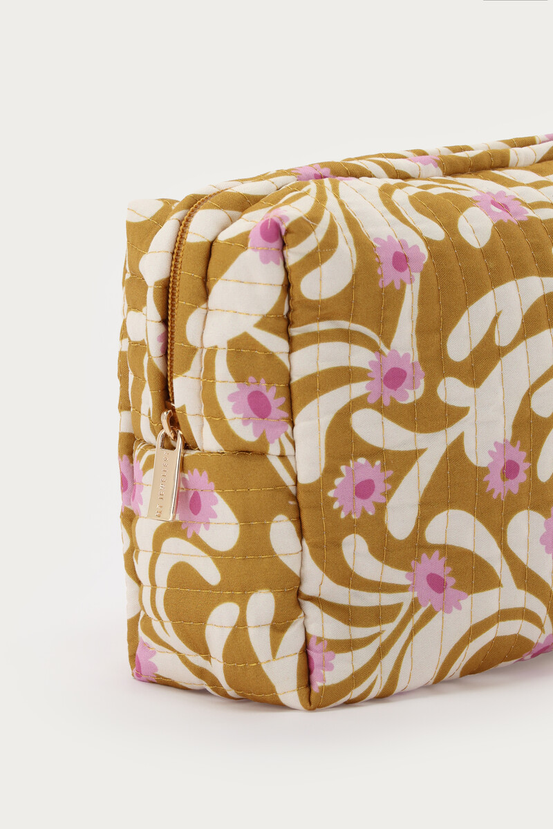 Okergele toilettas set met print