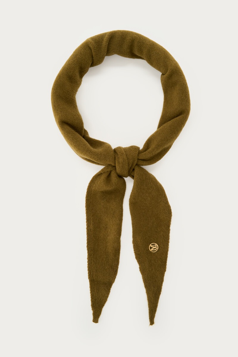 Olive green triangle scarf with logo | My Jewellery