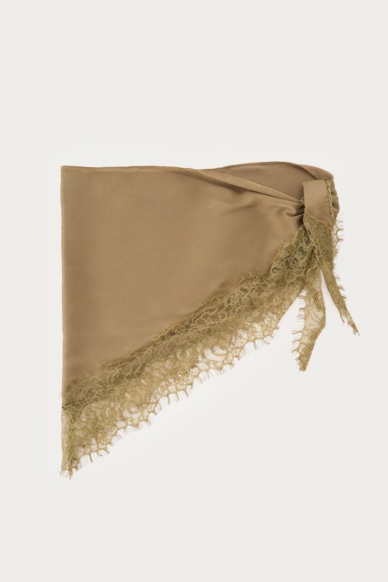 Olive green wrap scarf in satin look | My Jewellery