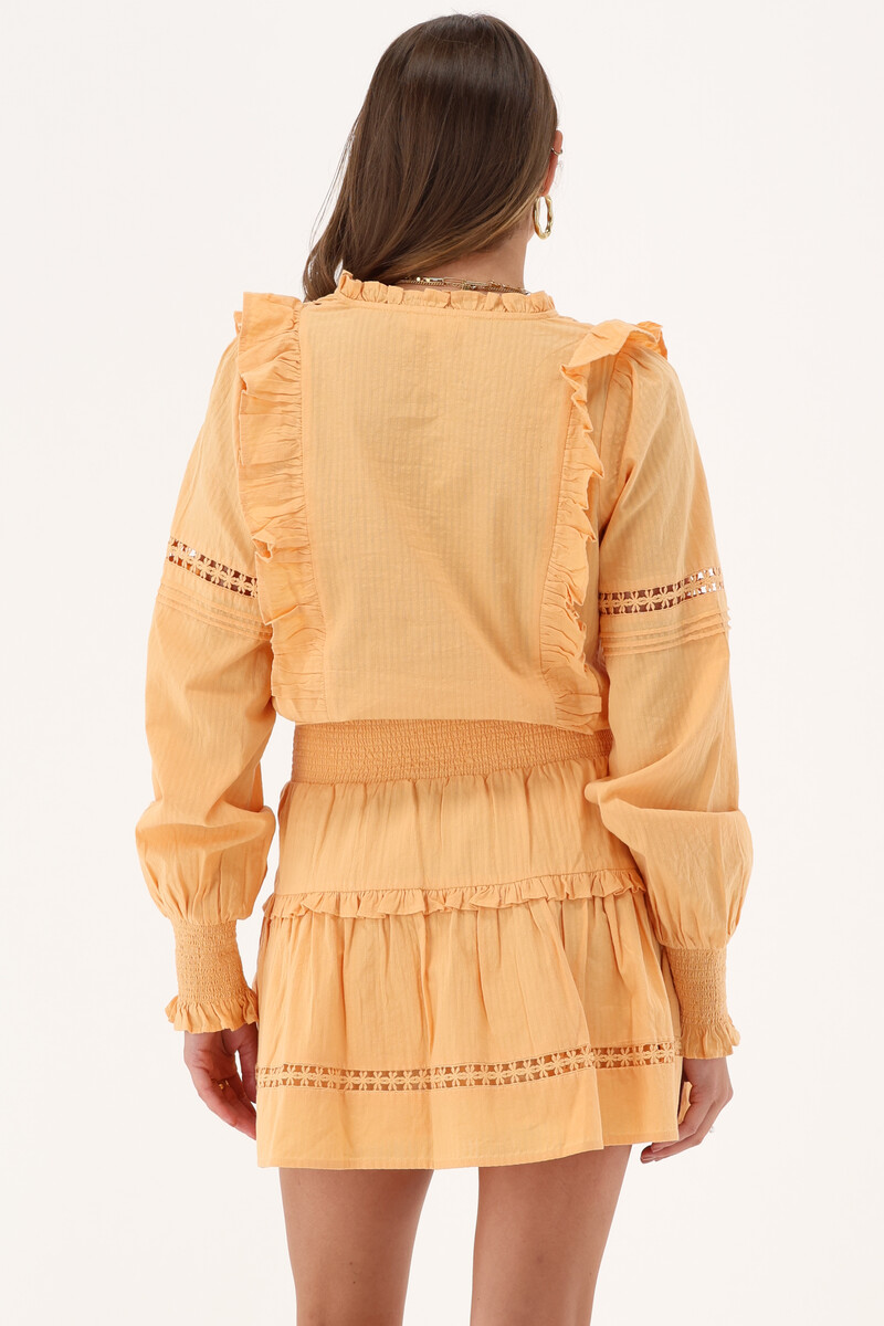 Orange blouse with ruffles & flowers | My Jewellery