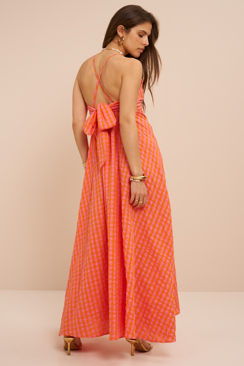 Orange checked maxi dress | My Jewellery