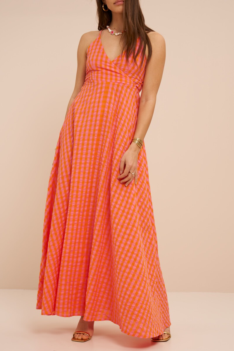 Orange checked maxi dress | My Jewellery