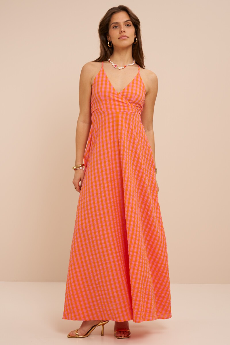 Orange checked maxi dress | My Jewellery