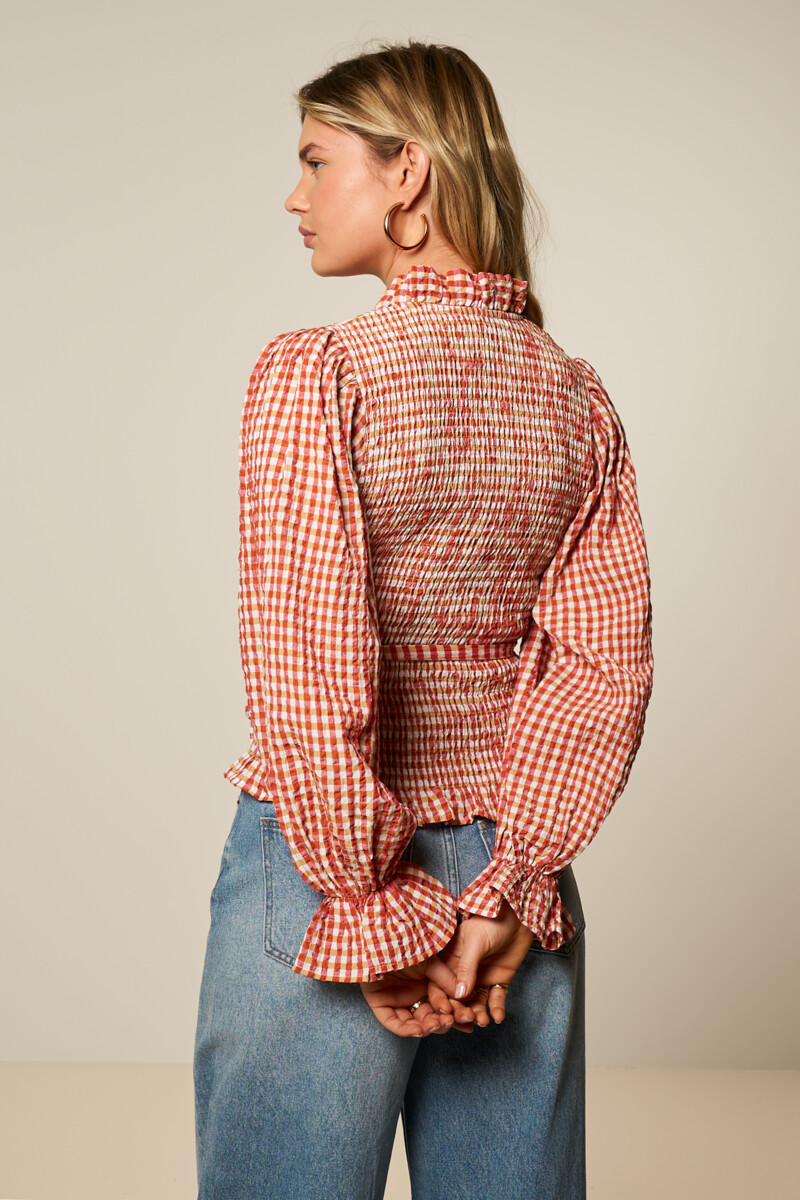 Orange checked smock top | My Jewellery