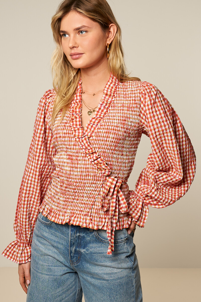 Orange checked smock top | My Jewellery
